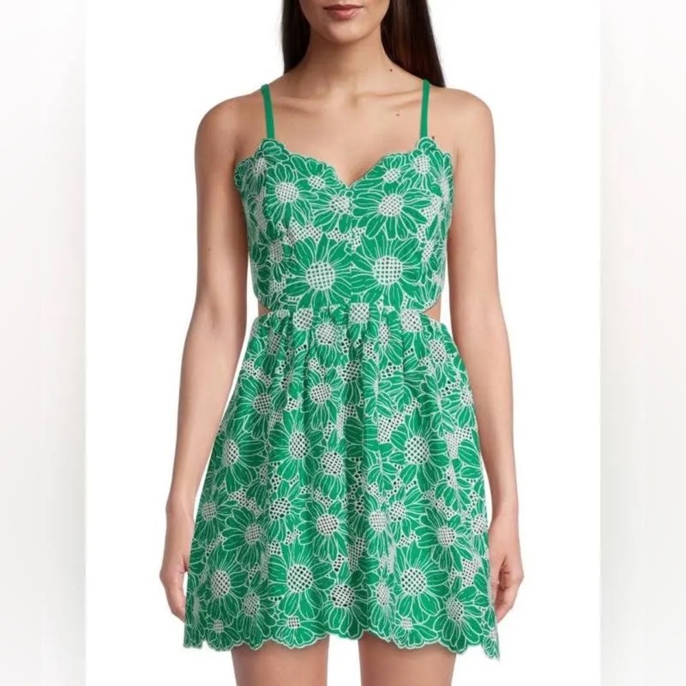 Milly Green Floral Eyelet Dress